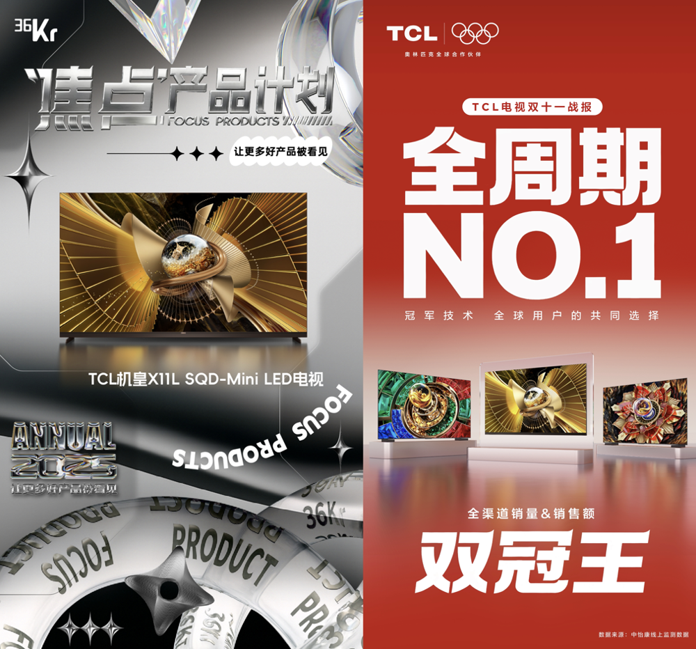 TCL X11L SQD-Mini LED电视获评36氪年度焦点产品，好画质照进现实 智能公会